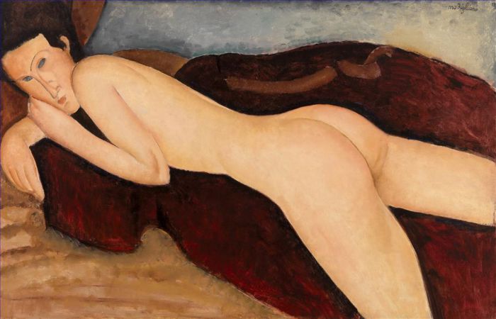 阿米迪欧·克莱门特·莫迪利亚尼 的油画作品 -  《从后面裸体斜倚》
